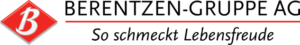 Logo der Berentzen-Gruppe AG mit rotem B und dem Slogan "So schmeckt Lebensfreude".