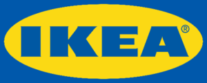 IKEA-Logo: Gelbes Oval mit blauer Schrift, das den Markennamen "IKEA" zeigt.