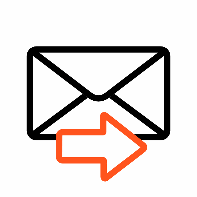 Ein offenes Briefsymbol mit einem Pfeil, der nach rechts zeigt, was auf das Versenden von Nachrichten hinweist.