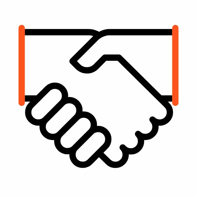 Zwei H&auml;nde, die sich zum Handschlag treffen, symbolisieren Kooperation und Einigung.